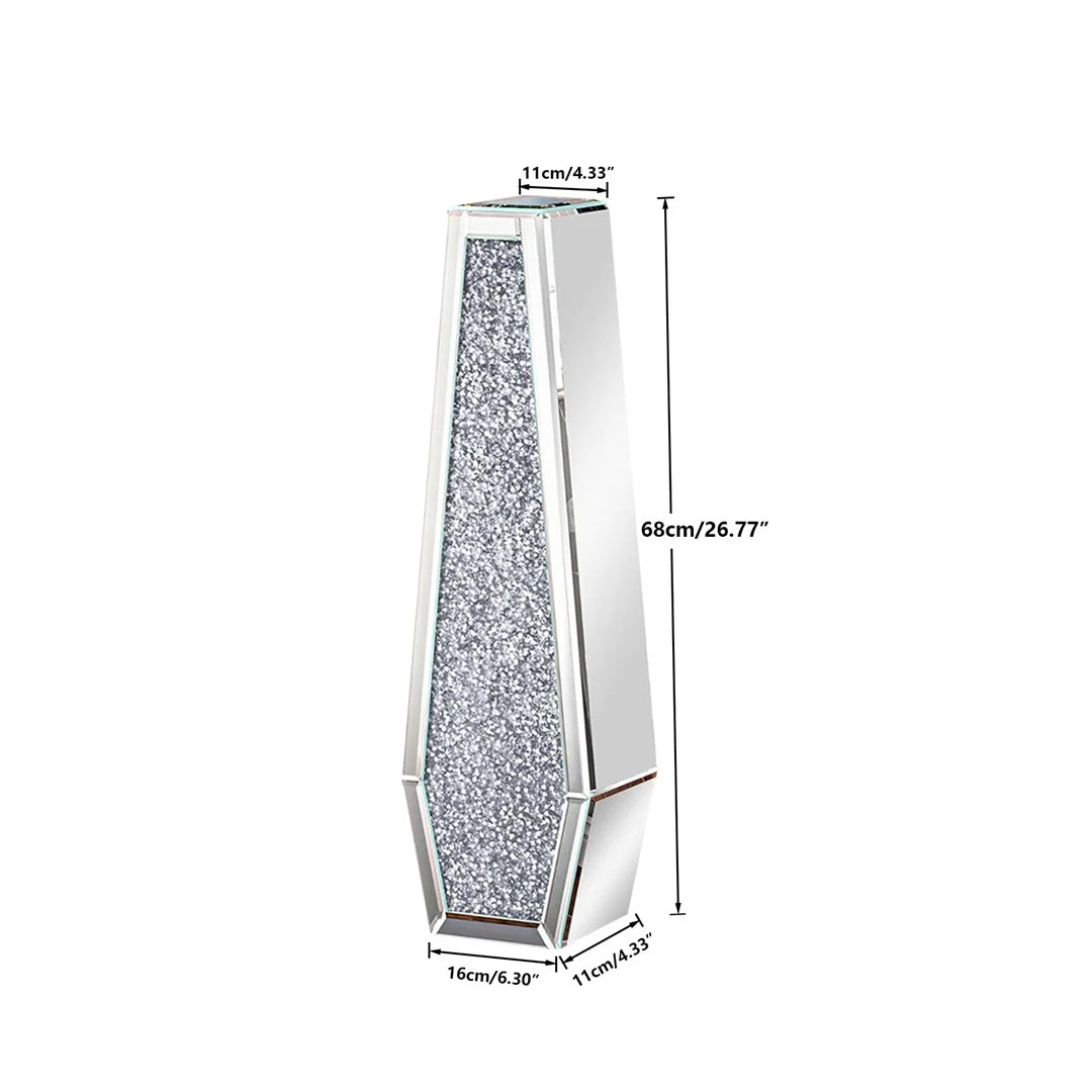 Luxury Floor Glass Vase Large Tall Stand Silver Crushed Diamond Floor Vase for Home Hotel Decorative