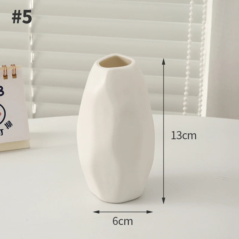 White Ceramic Vases Decorative Pottery Vase Dried Arrangement Flower Bottle Vases Decoration Home Room Decor Modern Decor Vases