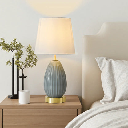 18-Inch Table Lamp with E26 Black Bakelite Socket, 60W Max (Bulb Excluded), Rotary Switch, Antique Brass & Light Blue Finish