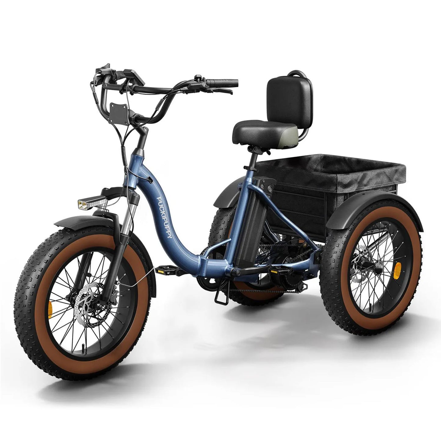 PUCKIPUPPY Electric Tricycle for Adults 20" Fat Tire 3 Wheel Electric Trike with 960W Rear Motor Cargo Tricycle Ebike