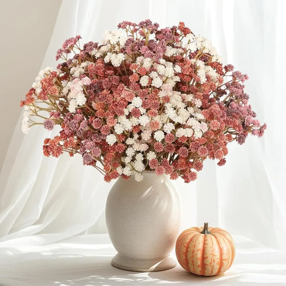 Baby Breath Flowers Fall Flowers Artificial Bulk, 10Pcs Fall Decor Fake Gypsophila Plants Bouquets Flowers Real Touch Faux