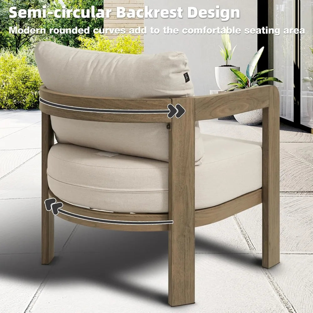 Outdoor Furniture Set, 2Pcs Patio Armchairs, Metal Modern Outside Furniture with 6'' Thick Cushions, Outdoor Conversation