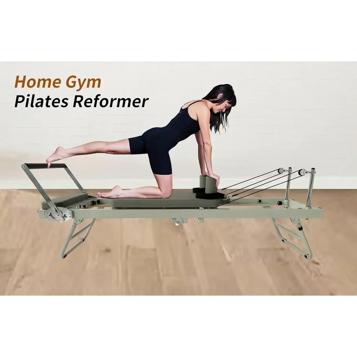 W-Pilates Reformer Machine Equipment with Springs & Cords for Home Workout, Foldable Pilates Equipment with Ju