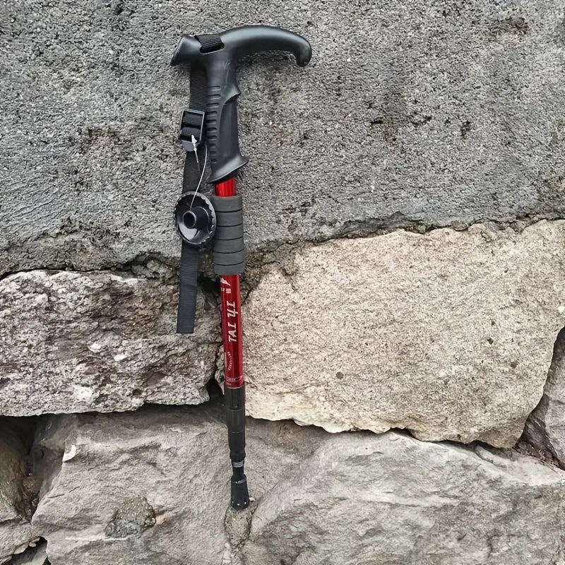 Durable Alloy Trekking Poles. Ultra-light, Adjustable T - Handle with Shock Absorption. Comfort Grip, Ideal for Hiking.