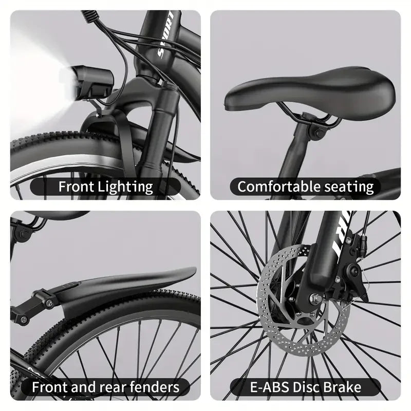 26" Electric Motorcycles Mountain E Bike for Adults, 650W Peak Motor Ebike 25Mph 35Miles 10.4AH 15.6AH Adults Electric Bicycle