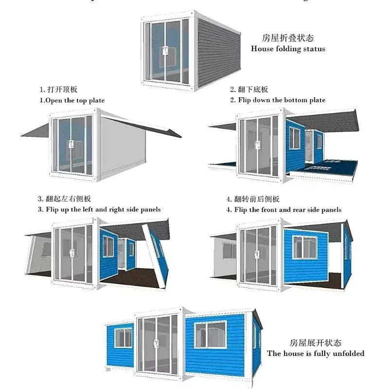 Prefab Tiny Home Expandable Container House 20ft 40ft Folding Room Prefabricated House Luxury 2 3 4 Bedrooms Garden Rooms
