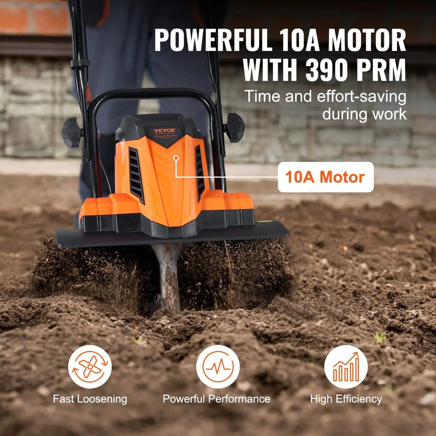 10 Amp Electric Tiller 14 Inch Tilling Width 3.94 Inch Depth Corded Cultivator for Garden Lawn Soil Loosening and Digging
