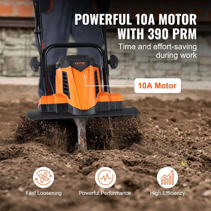 10 Amp Electric Tiller 14 Inch Tilling Width 3.94 Inch Depth Corded Cultivator for Garden Lawn Soil Loosening and Digging
