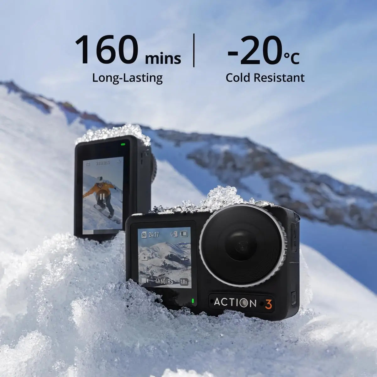 4K/120fps Waterproof Action Camera with 1/1.3-Inch Sensor, 160-Min Battery, Low-Light Performance for Outdoor Adventures