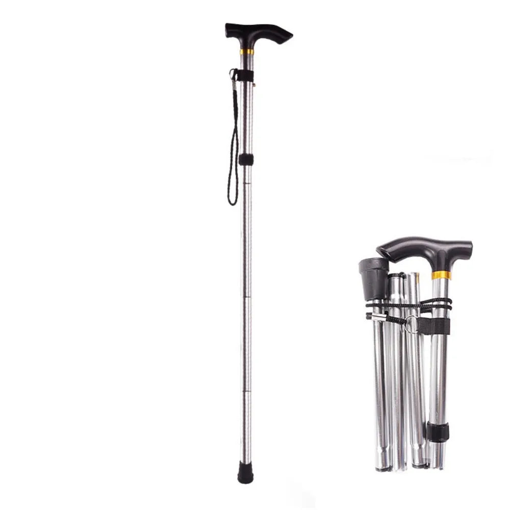 Lightweight Telescopic Trekking Stick Strengthen Adjustable Crutches 5-Section Portable Folding Canes for Adults Elderly People