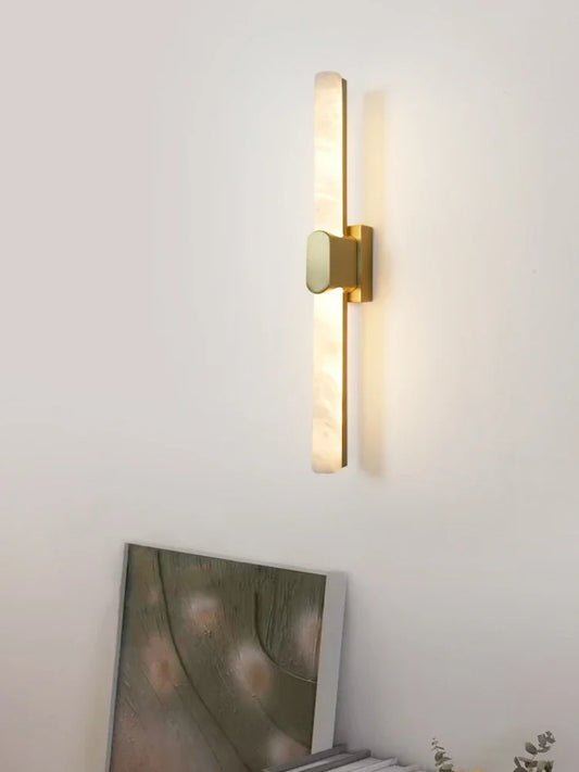 Minimalist Marble Wall Lamp New Chinese Style Living Room Sofa Background LED Staircase Corridor Bedroom All Copper Line Lamp
