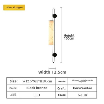 Retro Light Luxury Wall Lamp Imitation Marble Living Room TV Background Wall Lamp Chinese Style Bedroom Bedside Wall Lamp