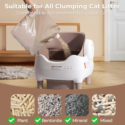 Self Cleaning Litter Box Automatic Cat Litter Box with APP Control Odor-Free Waste Disposal Includes Trash Bags Large Waste Bin