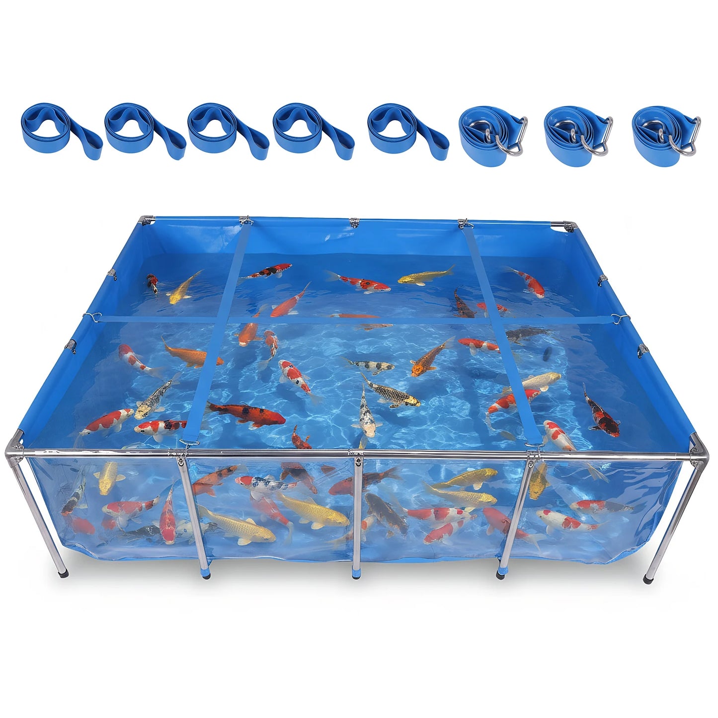 880Gallon Aquarium Pool Pond with Transparent Viewing Panel 400LBS Capacity with Drain Valve for Koi/Goldfish Breeding