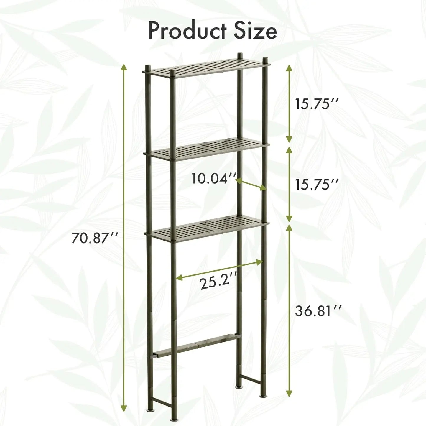 Bamboo Over The Toilet Storage Shelf, 3-Tier Over Toilet Bathroom Organizer Rack, Bathroom Shelves Over Toilet Space