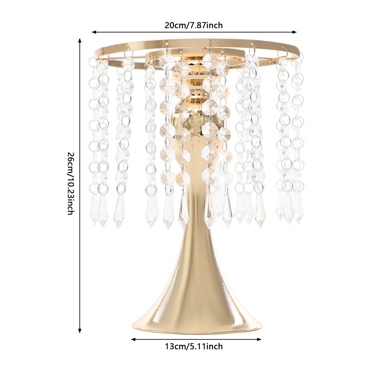 10Pcs Wedding Centerpieces for Tables 26cm Tall Crystal Flower Stand Floral Vases for Gift Baptism Party Decor Gold/Sliver