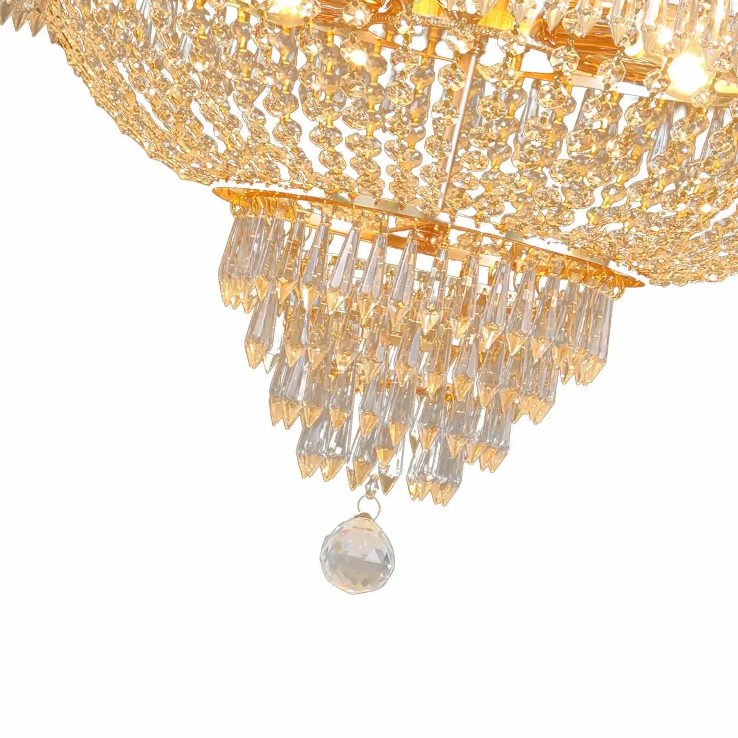 Modern Gold Crystal Chandelier H 30" x D 24" Luxury Crystal Chandeliers for Entryway Bedroom Light Fixture Pendant Light