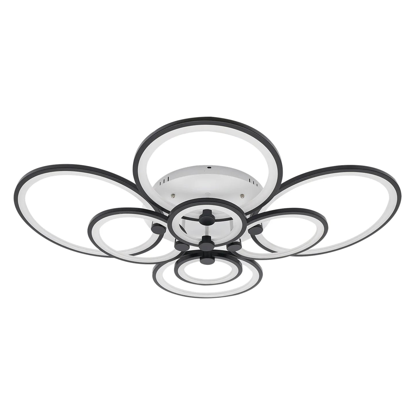 8 Light Modern LED Ceiling Light Fixture with Remote Control, Clear Acrylic Shade, Semi Flush Mount Chandelier for Dining Room