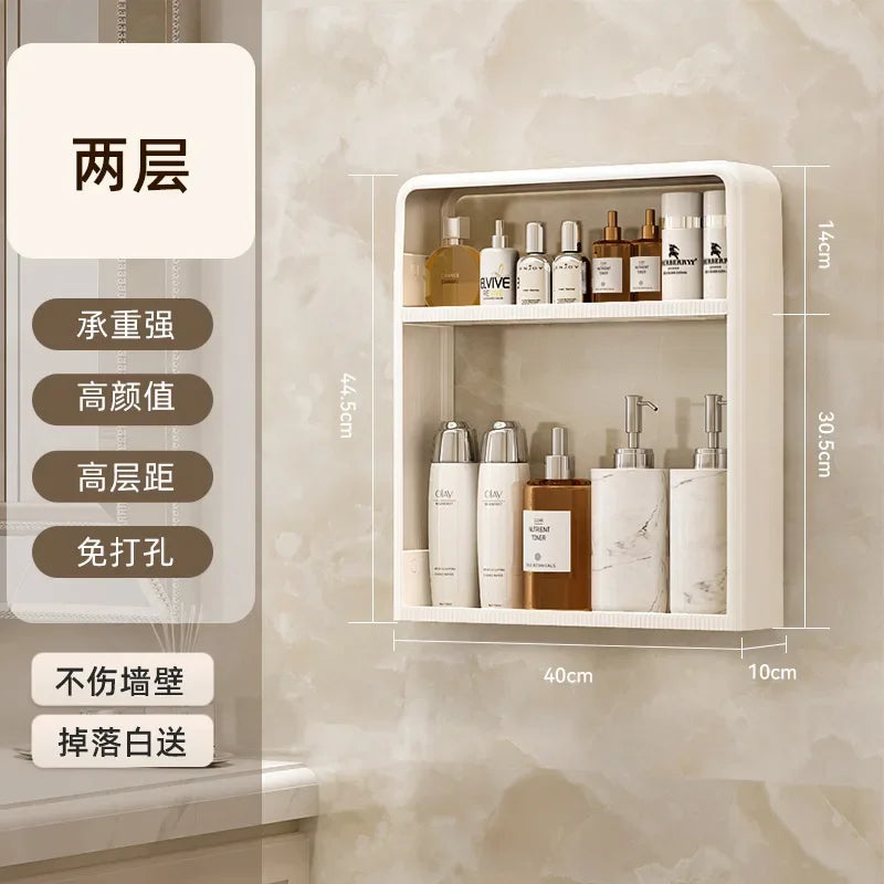 Bathroom Shelf Wall Mounted,Bathroom Wash Table Non Perforated Wall Mounted Skincare Product Storage Rack Bathroom Organizer