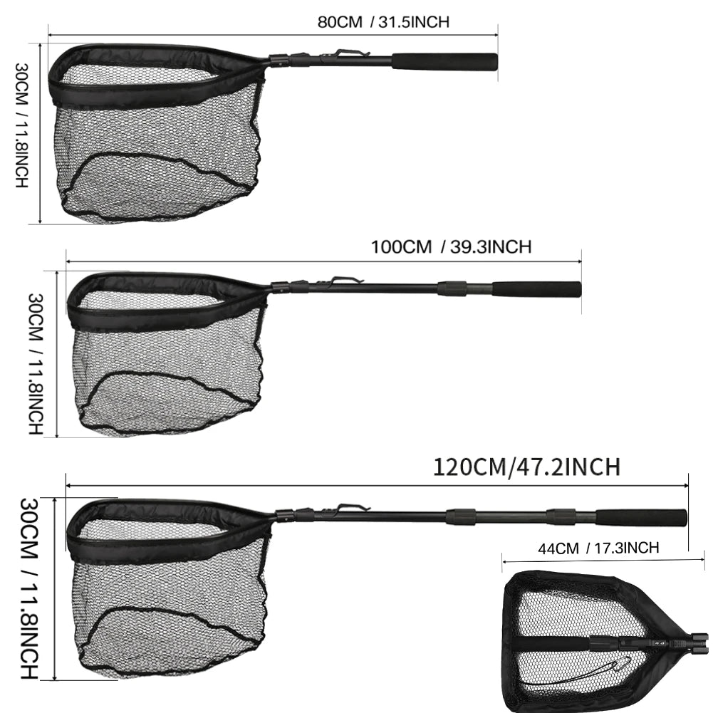 Floating Fishing Net Telescopic & Foldable Fish-Friendly for Salmon Fly Catfish Bass Trout Landing Net Easy Catch & Release