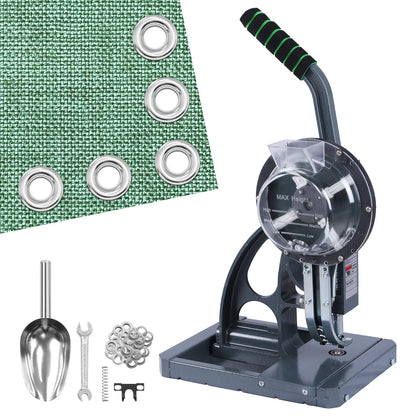 Semi-Automatic Grommet Machine Heavy Duty Hand Press Eyelet Grommet Machine Puncher Eyelet Tool with 5000PCS Grommet 10mm