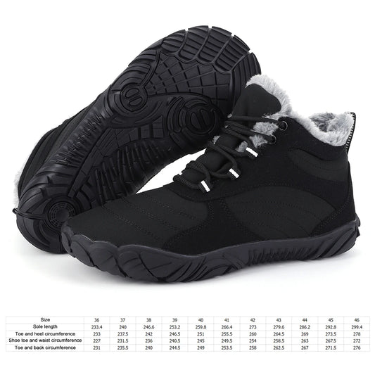 Winter Footwear Barefoot Boots Non-Slip Warm Fur Lined for Women Men