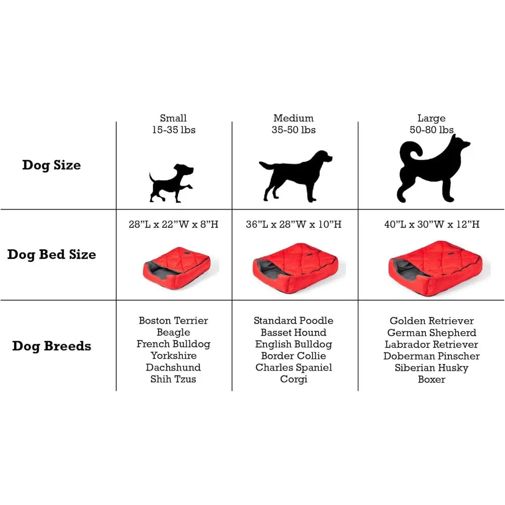 "large red travel pet sleeping bag with zippered cover for outdoor adventures"