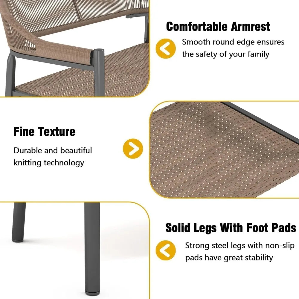 Outdoor Loveseat Bench,46.8 Inches Wicker Frame Patio Bench, All Weather Outdoor Bench with Rattan Backrest Armrests