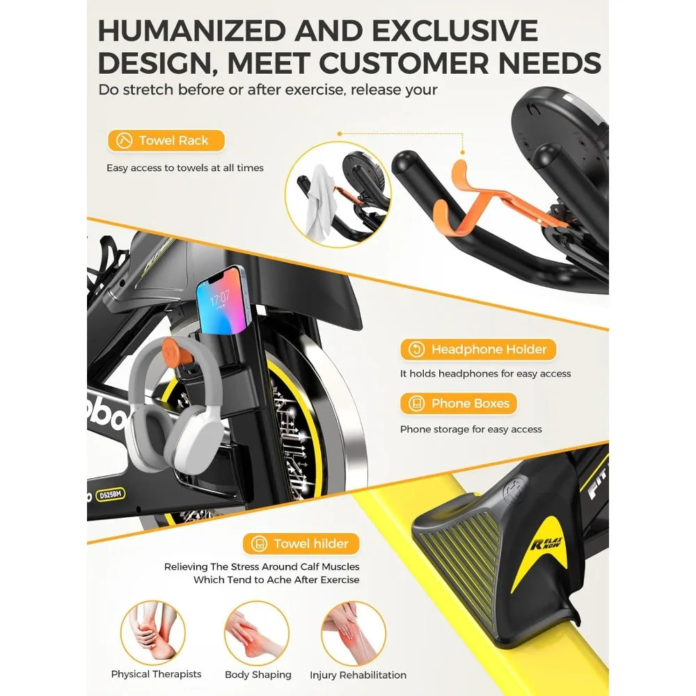 Exercise Bike, Adjustable Magnetic/Brake Pad Resistance Silent Belt Drive, Indoor Cycling Bike for Home Cardio, Fitness Station