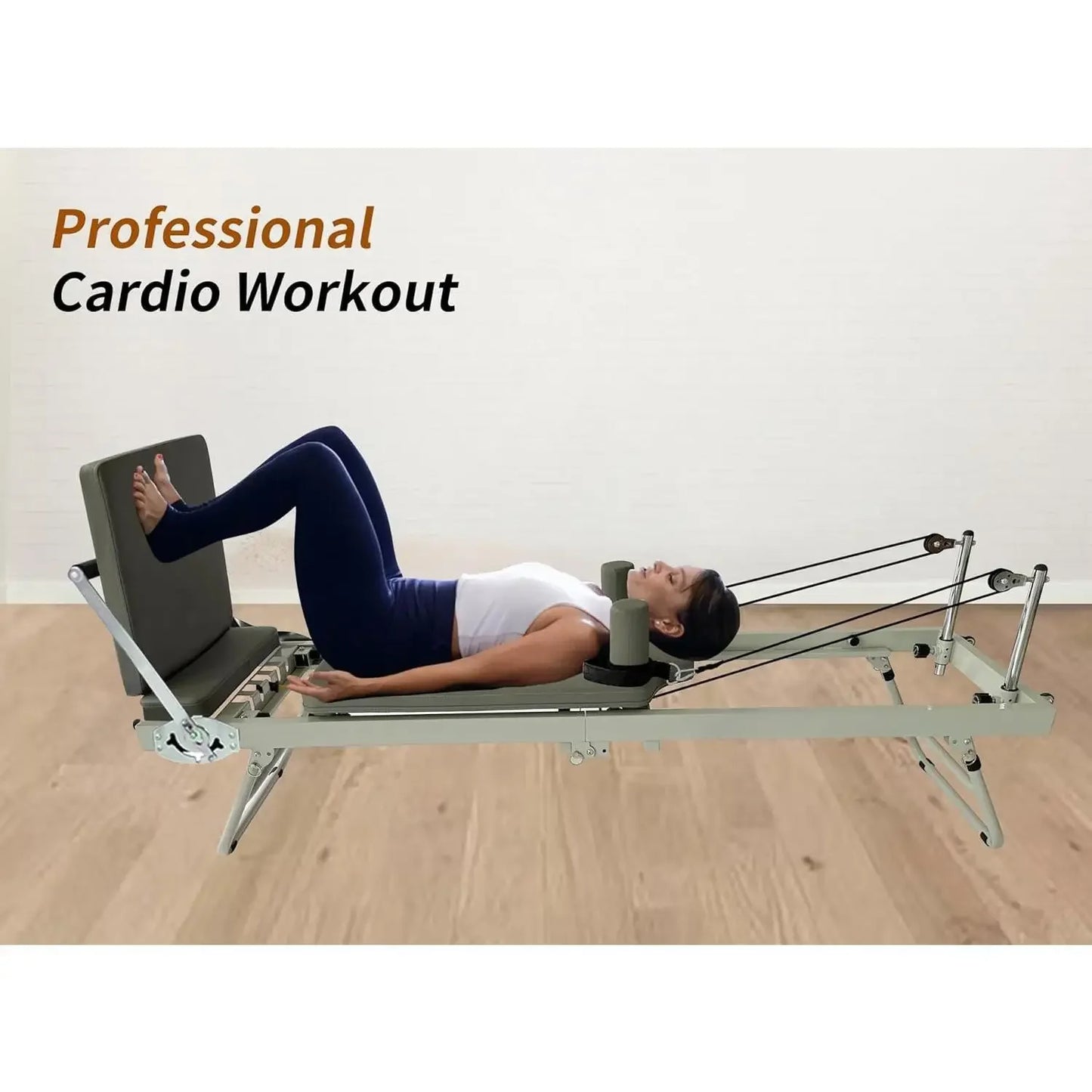 W-Pilates Reformer Machine Equipment with Springs & Cords for Home Workout, Foldable Pilates Equipment with Ju