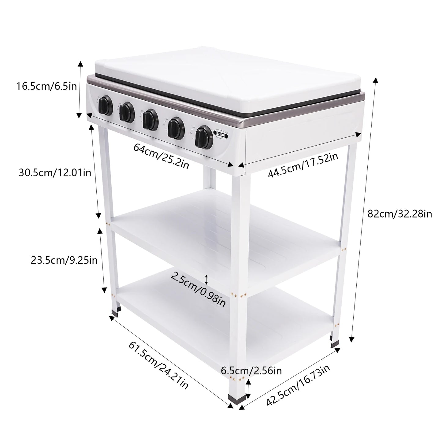 5 Burner Gas Stove for Outdoor Camping with 2 Tier Storage Rack Ideal for Cooking and BBQ