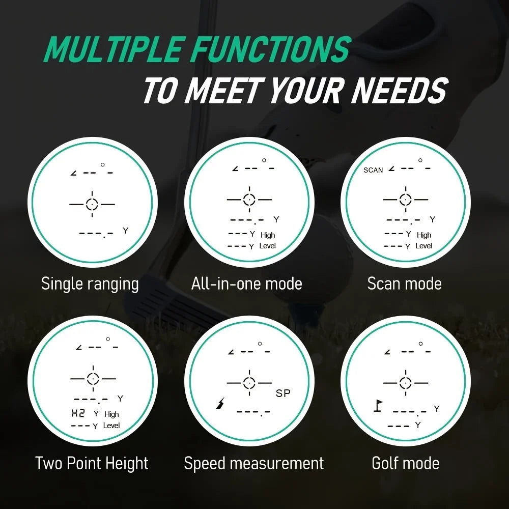 600Yds Multifunctional Golf Rangefinder with Flag Lock Vibration and Slope-Compensated Distance, Rechargeable Battery for Golf