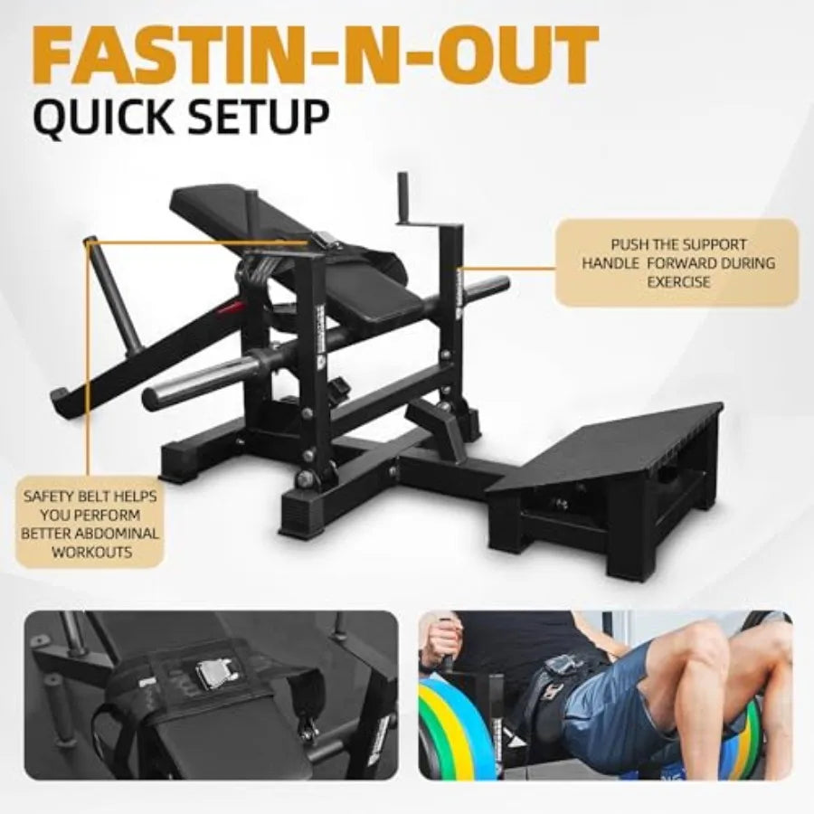 Signature Fitness Glute Bridge Plate-Loaded Hip Thrust Machine for Butt Shaping and Building Glute Muscles in Black with Durabl