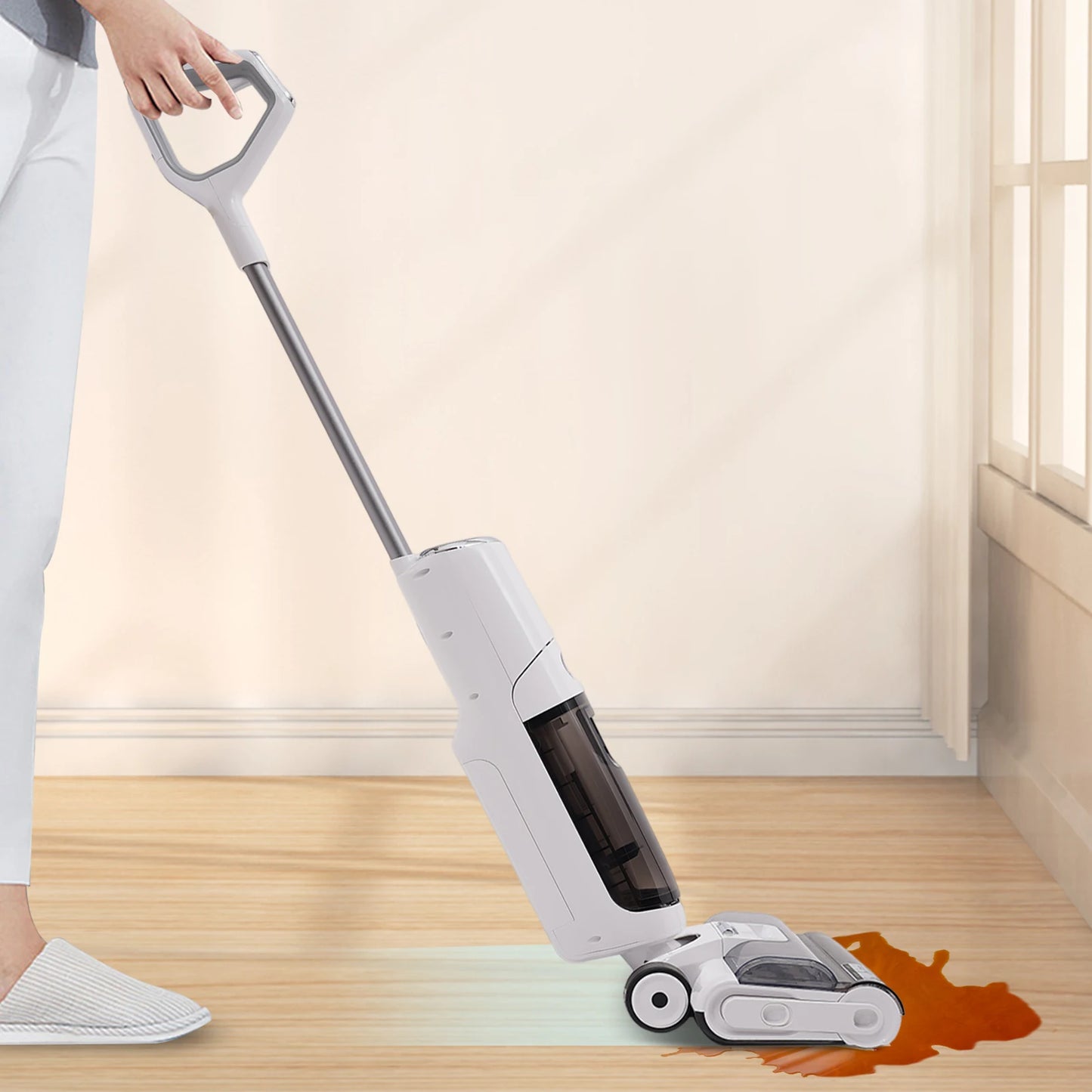 Cordless Wet Dry Vacuum Cleaner 250W Handheld Floor Washing Machine Self-Cleaning Floor Washer with LED Voice for Hard Floor