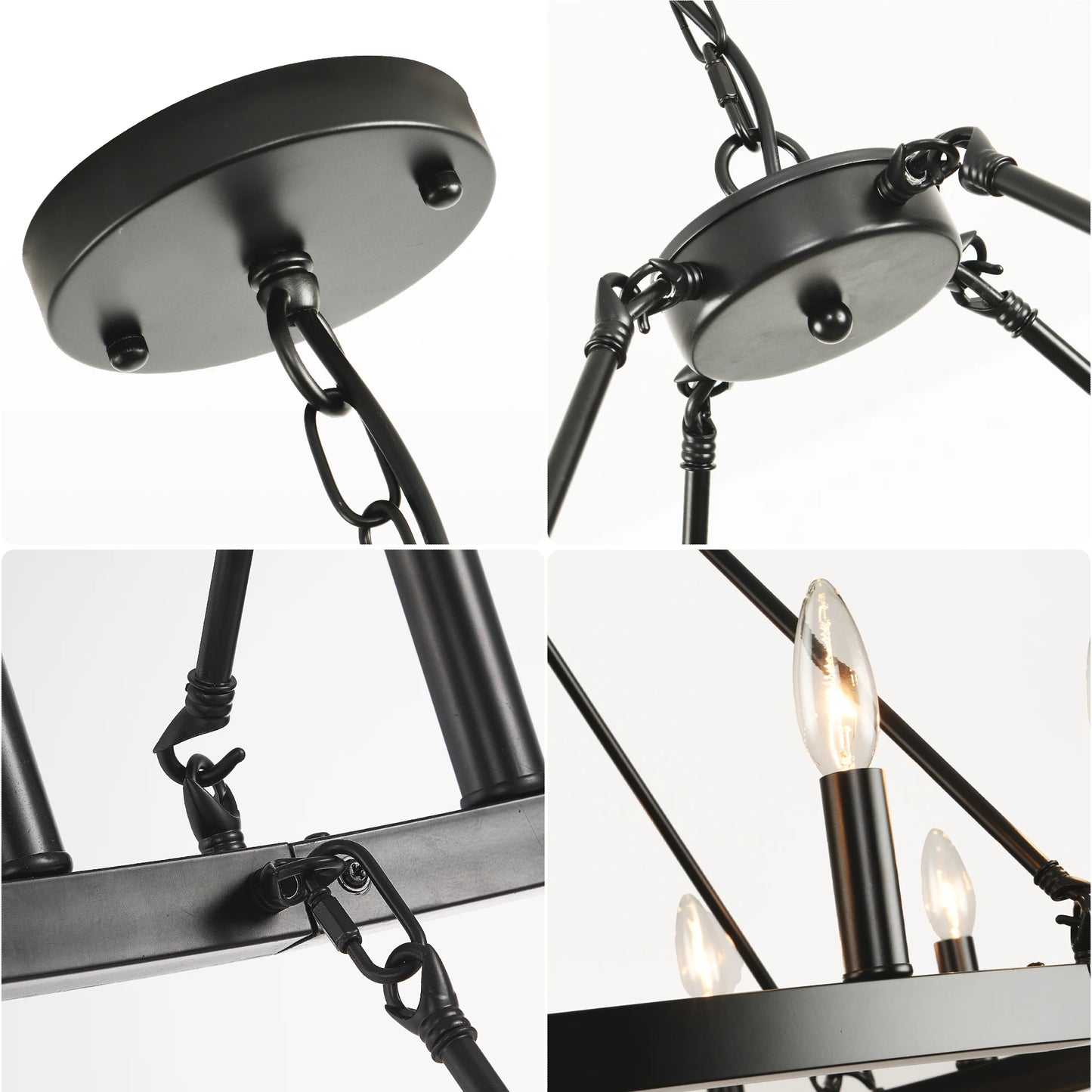 47'' Extra Large Wagon Wheel Chandelier 2 Tier 36-Lights Farmhouse Pendant Light Fixture Hanging Lighting for High Ceiling