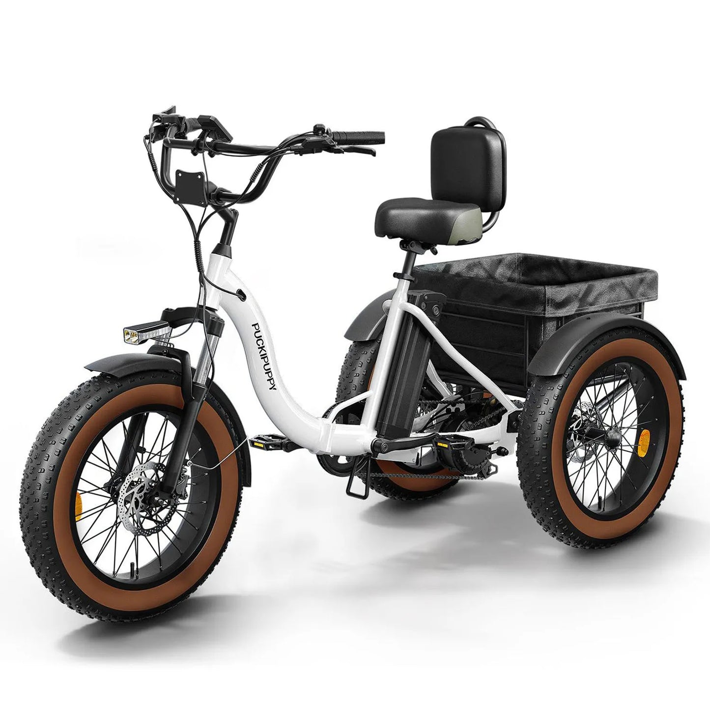 PUCKIPUPPY Electric Tricycle for Adults 20" Fat Tire 3 Wheel Electric Trike with 960W Rear Motor Cargo Tricycle Ebike