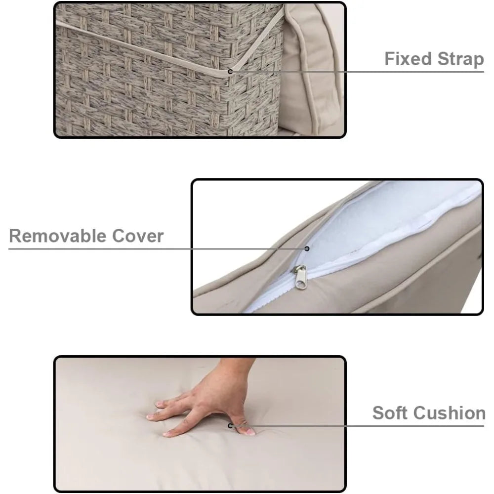 5-Piece Patio Furniture Set – All-Weather Outdoor Sectional Sofa w/Water-Resistant Grey Cushions – Conversation Set