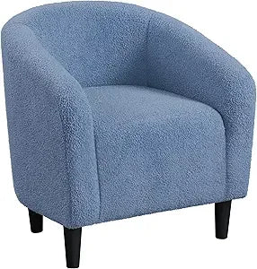 Accent Barrel Chair, Boucle Fabric Club Chair, Furry Sherpa Elegant Armchair with Cozy Soft Padded, Suitable for Living Room Be