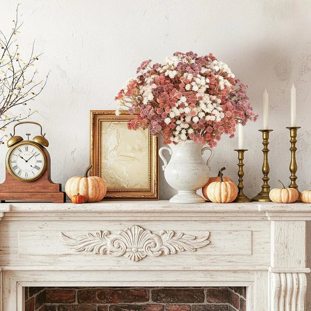 Baby Breath Flowers Fall Flowers Artificial Bulk, 10Pcs Fall Decor Fake Gypsophila Plants Bouquets Flowers Real Touch Faux