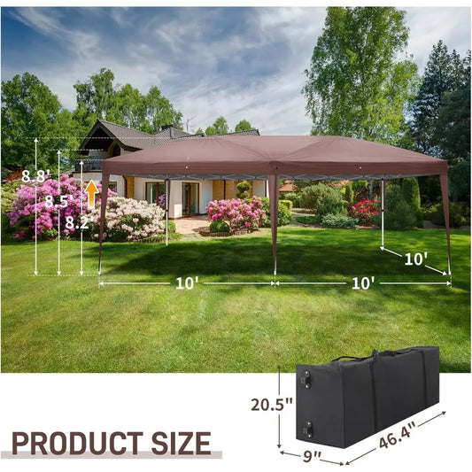 10x20ft Ez Pop Up Canopy, Portable Instant Canopy Tent with 4 SideWalls for Outdoor Events, Party, Wedding, Birthday,Graduation