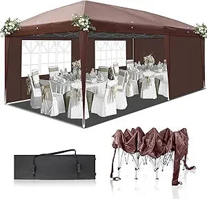 10x20ft Ez Pop Up Canopy, Portable Instant Canopy Tent with 4 SideWalls for Outdoor Events, Party, Wedding, Birthday,Graduation