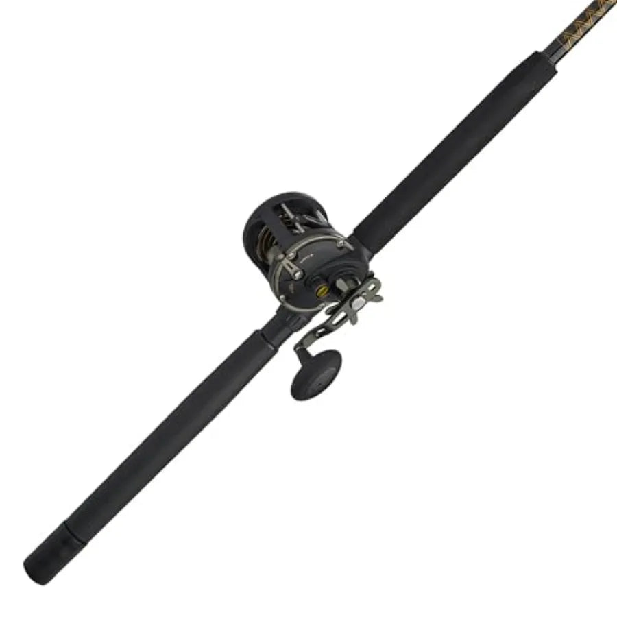 6'6 Squall II Level Wind Saltwater Rod and Reel Fishing Combo 1-Piece Fishing Rod Black Gold with High-Performance Material for
