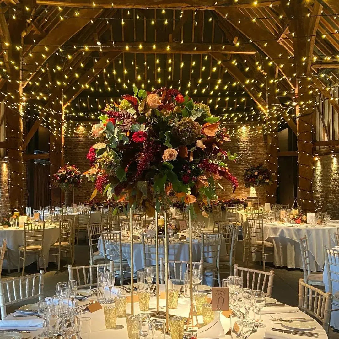 Gold Wedding Flower Stand Sets of 2, 24 Inch Tall Vase Column Stand Flower Holder, Metal Geometric Centerpieces for Table, Flowe