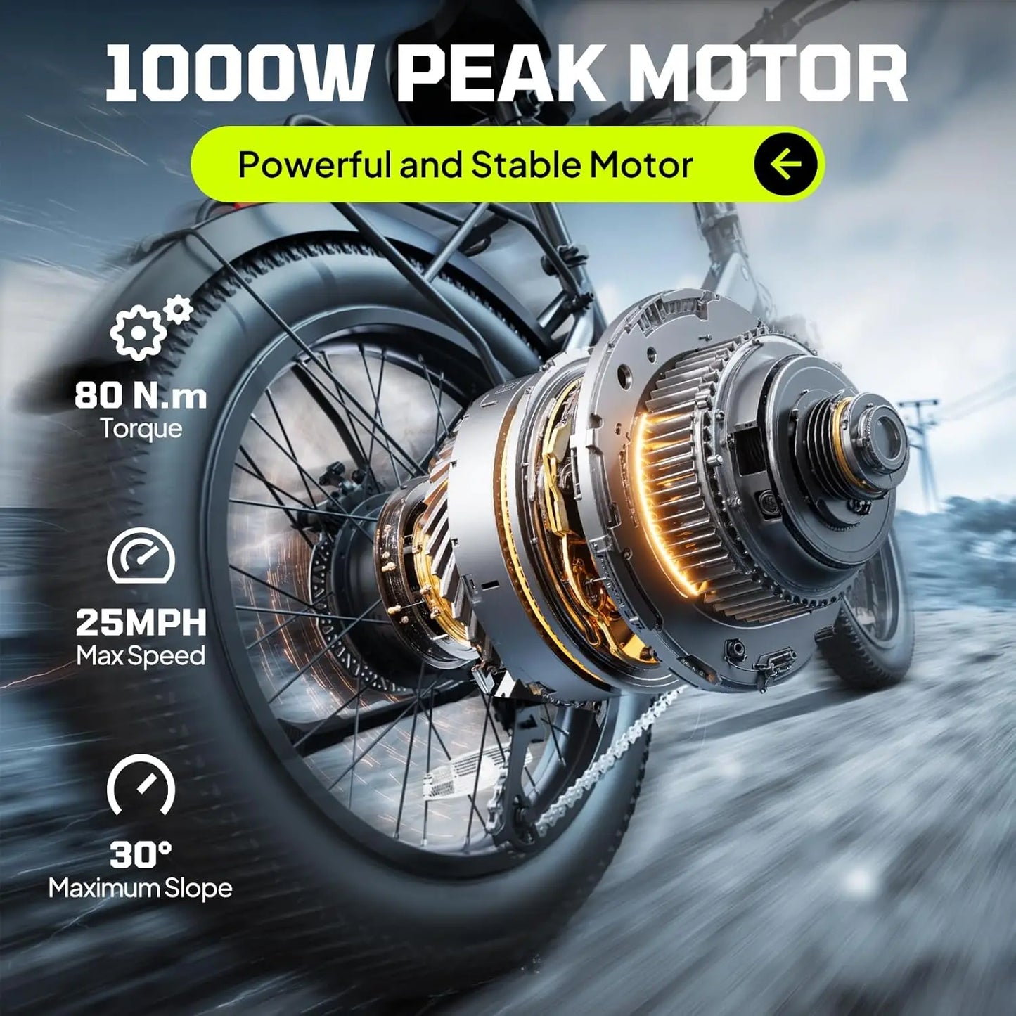 TST F00B Folding Electric Bike, 1000W motor, 36V 7.8Ah removable battery, 40 miles range, 25 MPH, 20" fat tires,rear rack.