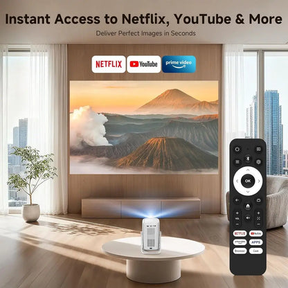 4K Outdoor Projector, 1200 ANSI Lumens, Built-in Apps, Wii & Bluetooth, Auto Projection, Dual-e Stand, Smart Portable with Netfl