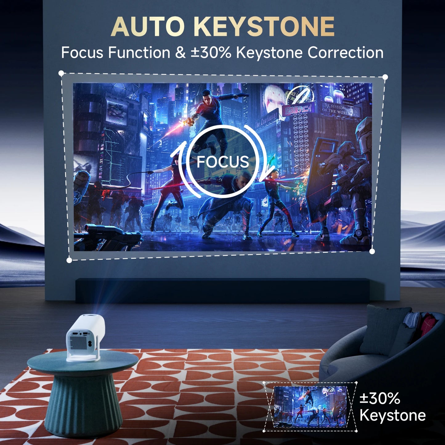 Original P30 PRO Smart Mini Projector Android 14 WiFi6 BT 5.0 Supports 4K Video Smart Home Theater Outdoor Portable Projector