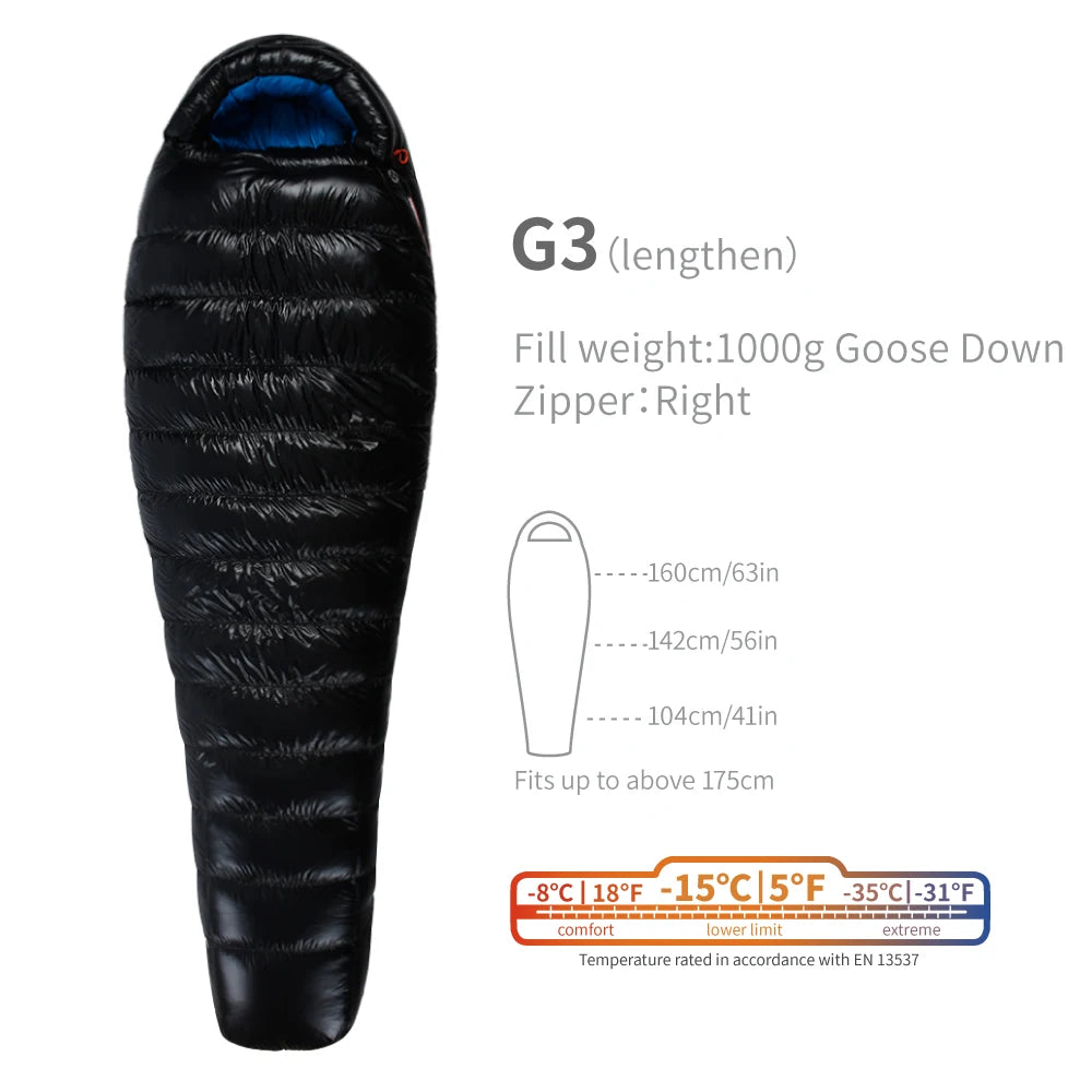 AEGISMAX G1-G5 Series 800FP Goose Down Sleeping Bag Ultralight Outdoor Camping Hiking Sleeping Bag for Men & Women