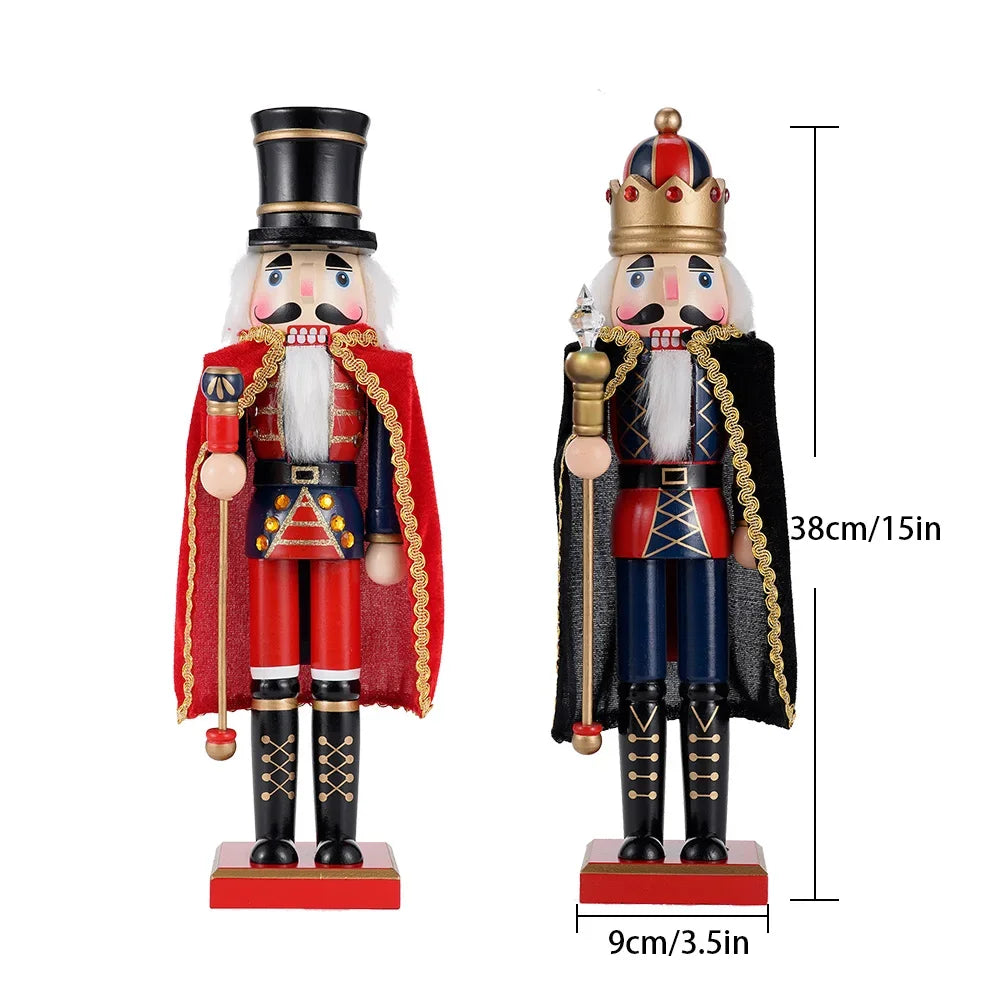 38CM 1Pcs Red Black nutcracker Cape Soldier Jane European Home Living Room tabletop decoration Christmas gift