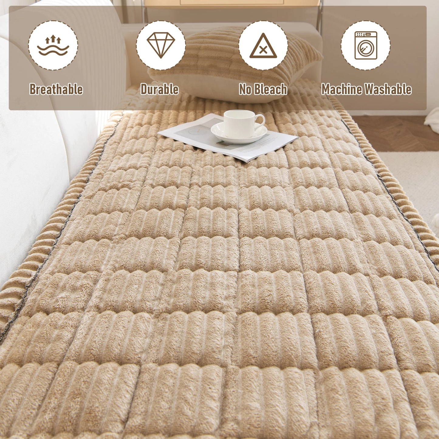 Corduroy Plush Sofa Cushion Winter Thickened Sofa Cover Universal Cushion Sofa Cover Anti-cat Scratch Sofa Towel For Living Room