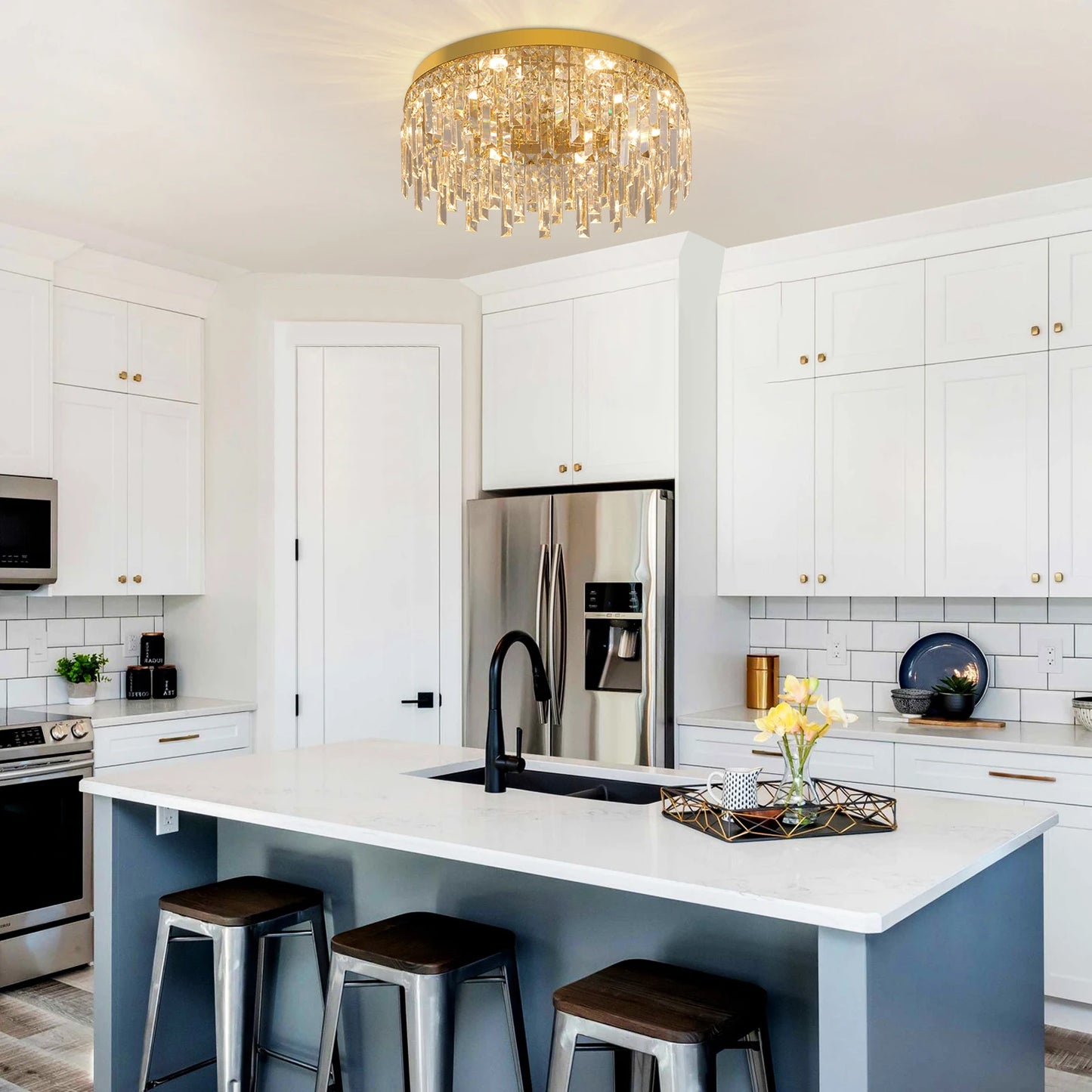 Gold Crystal Ceiling Chandelier Home Decoration Luxury Led Ceiling Light Living Room Ceiling Lamp Room Kitchen Diameter 50cm ﻿ ﻿